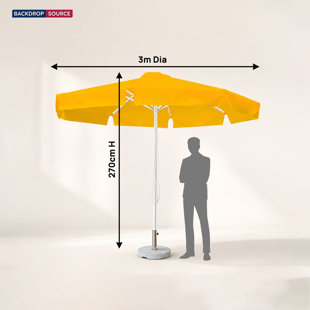 Round Market Umbrellas With Valances – 3m x 3m