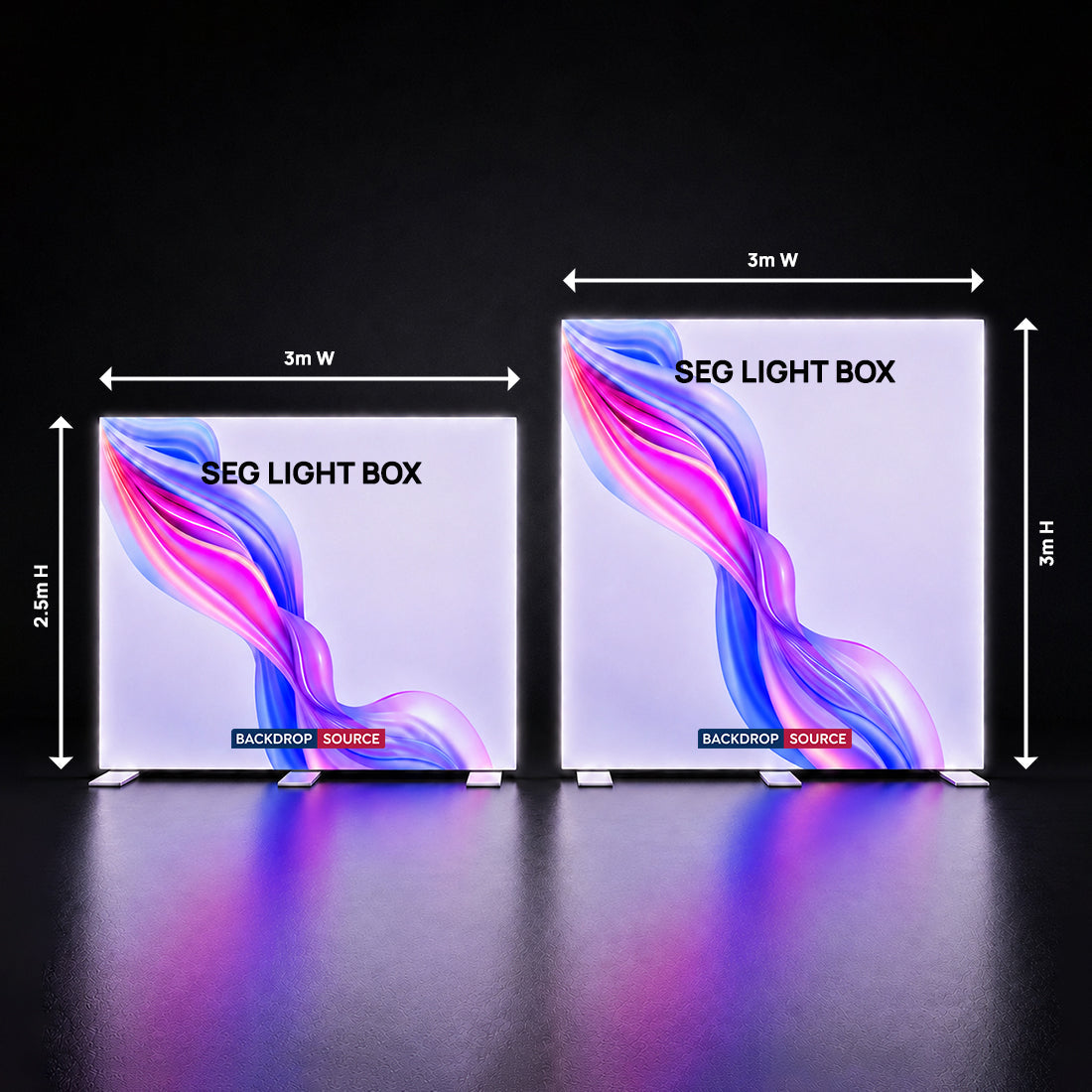 SEG Frameless Fabric Led Light Box Display - 3m W x 2.5 H x 120mm D