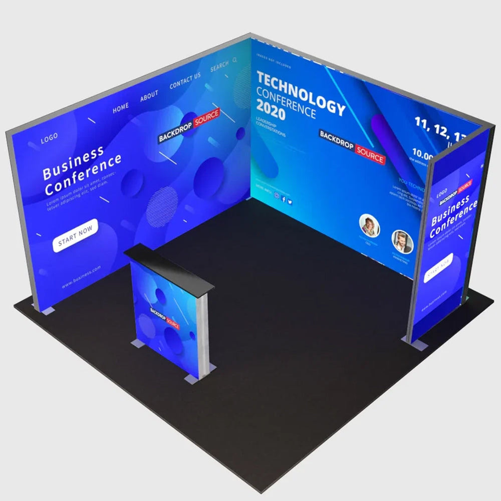 3m Backlit SEG Booth Kit with 2 Sidewalls & Lightbox Counter