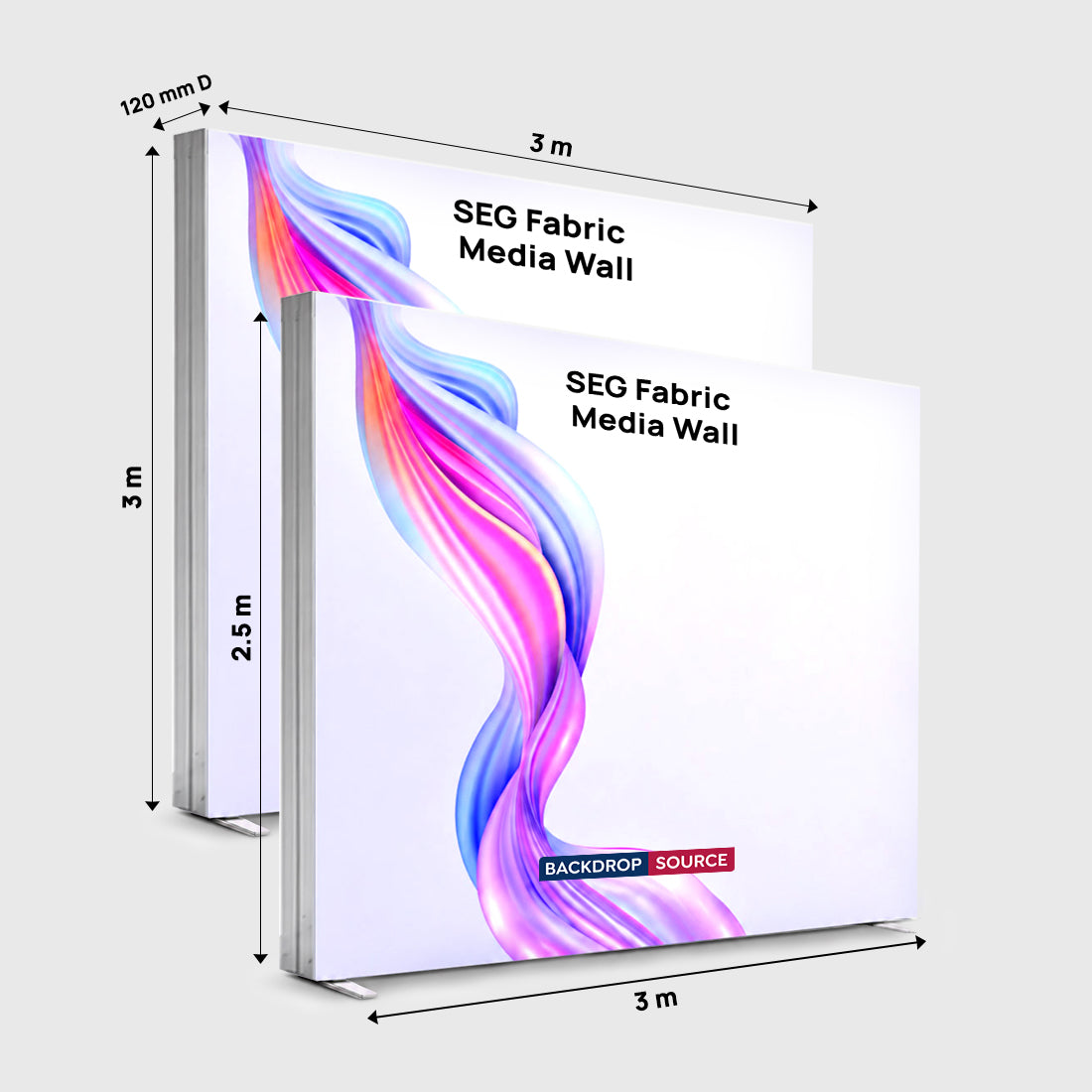 Non-Backlit SEG Fabric Media Wall - 3m W