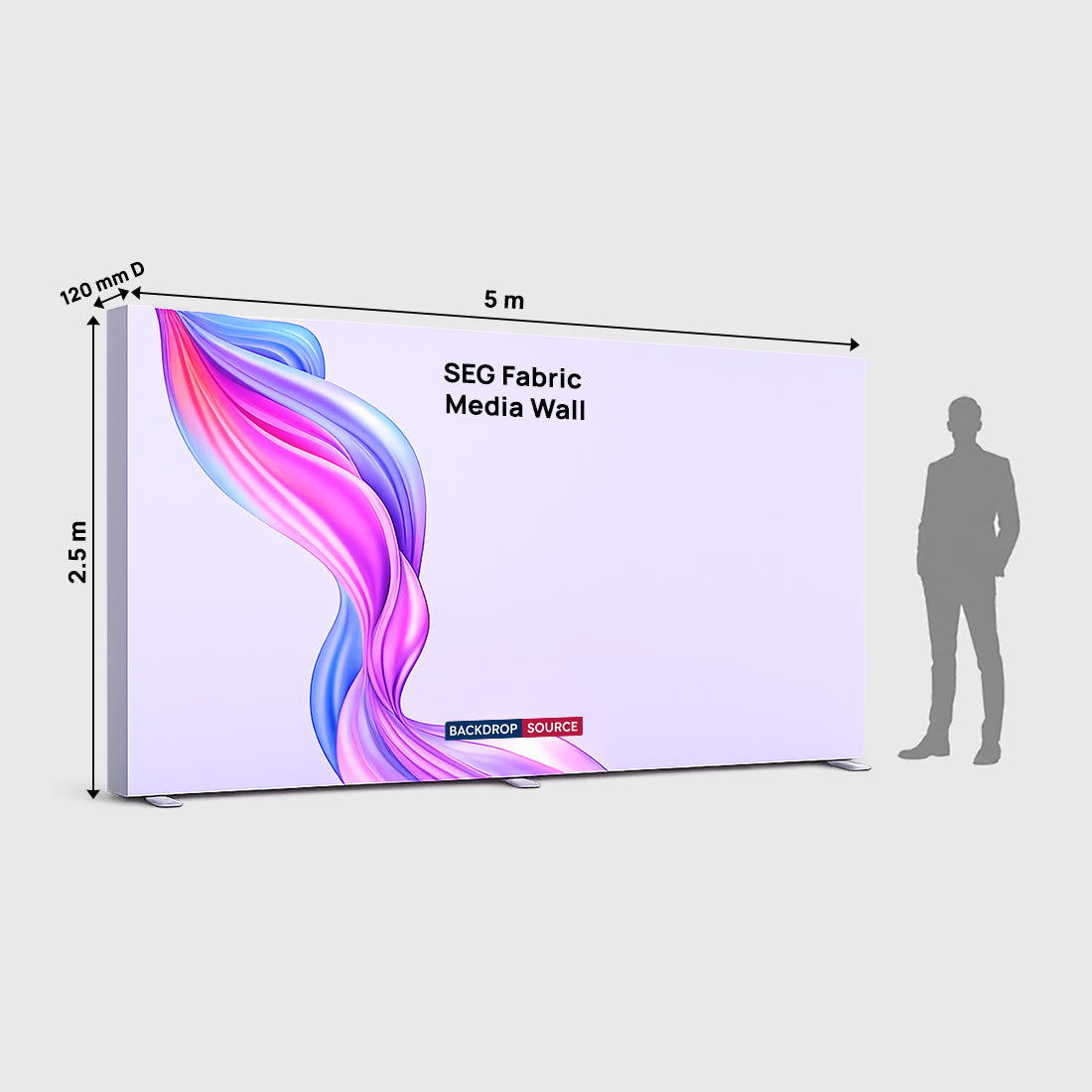Non-Backlit SEG Fabric Media Wall - 5m W x 2.5m H