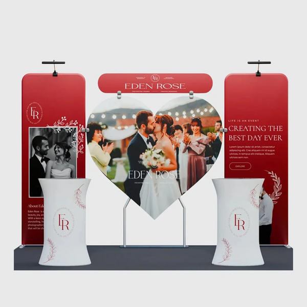 3x3m Booth Kit with Heart-Shape Backdrop & 2 Oval Counters