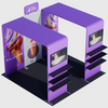 3x3m Booth Kit with Twin Square Arches, Shelving & TV Mount