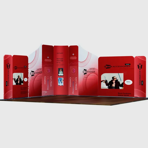 4x4m Magnetic Fabric Booth Wall with 9 Mixed Panels