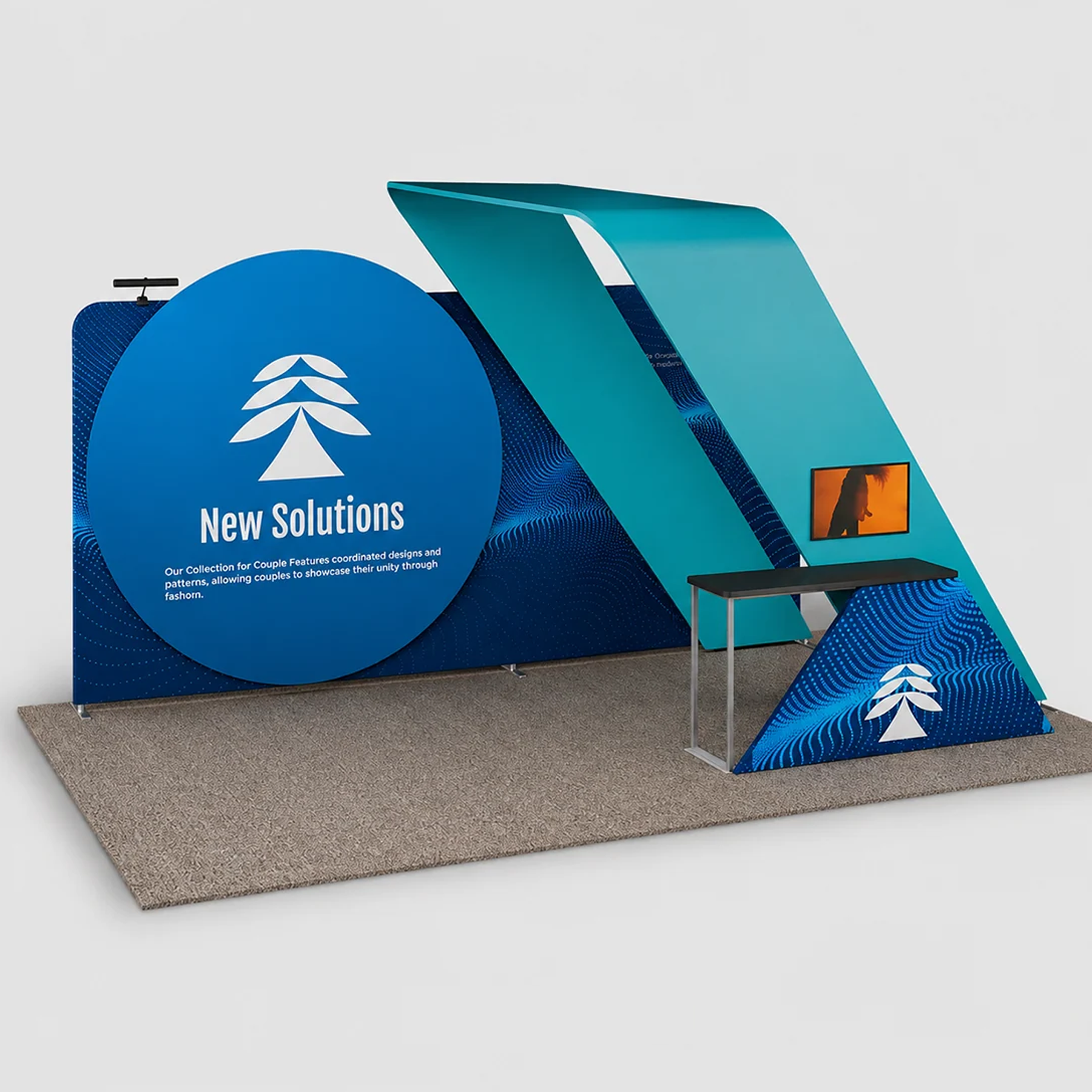 6x3m Booth Kit with 6m Backwall, Circular Display & TV Arch