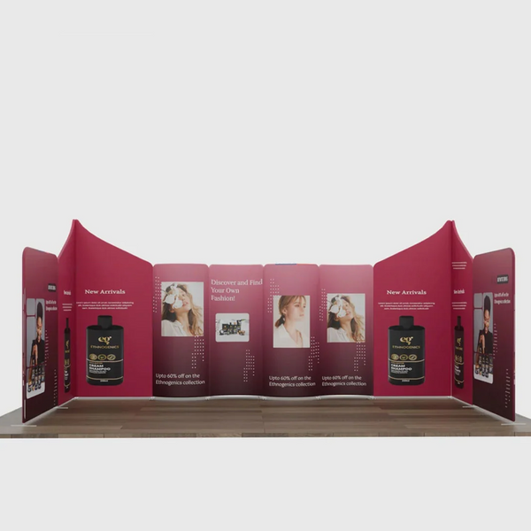 6x6m Magnetic Fabric Booth Wall with 10 Curved & Slope Panels