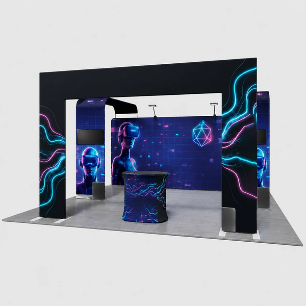 6x6m Booth Kit with 6m Backdrop, Entry Arch & 2 TV Mounts