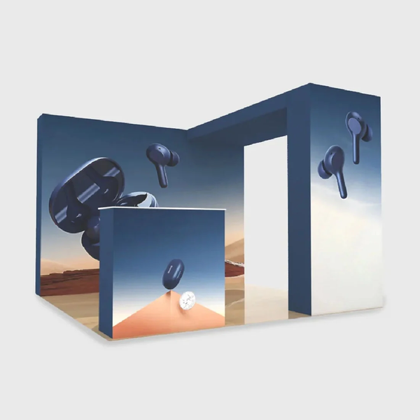 3x3m 3D Media Wall Booth Kit with L-Shape Corner & Counter