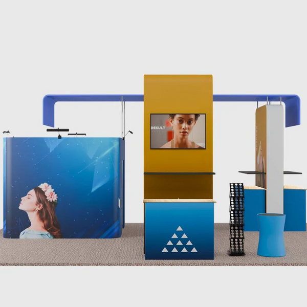6x6m Booth Kit with Enclosed Storage Room, TV Arch & 5 Counters