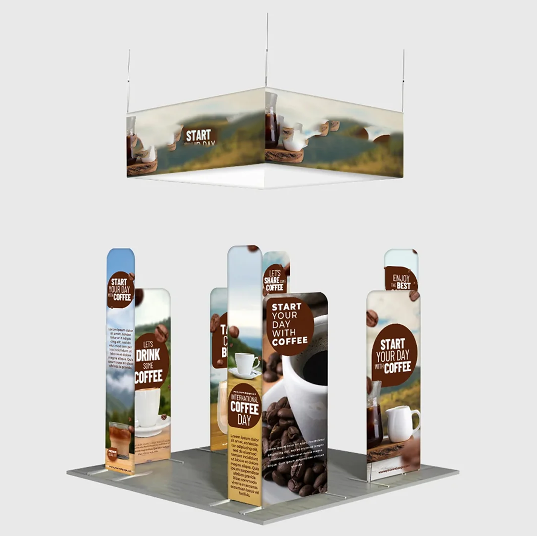 3x3m Magnetic Wall Booth Kit with 4-Sided Hanging Banner