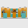 6x3m Booth Kit with Inclined Walls, L-Arch TV Mount & 2 Counters