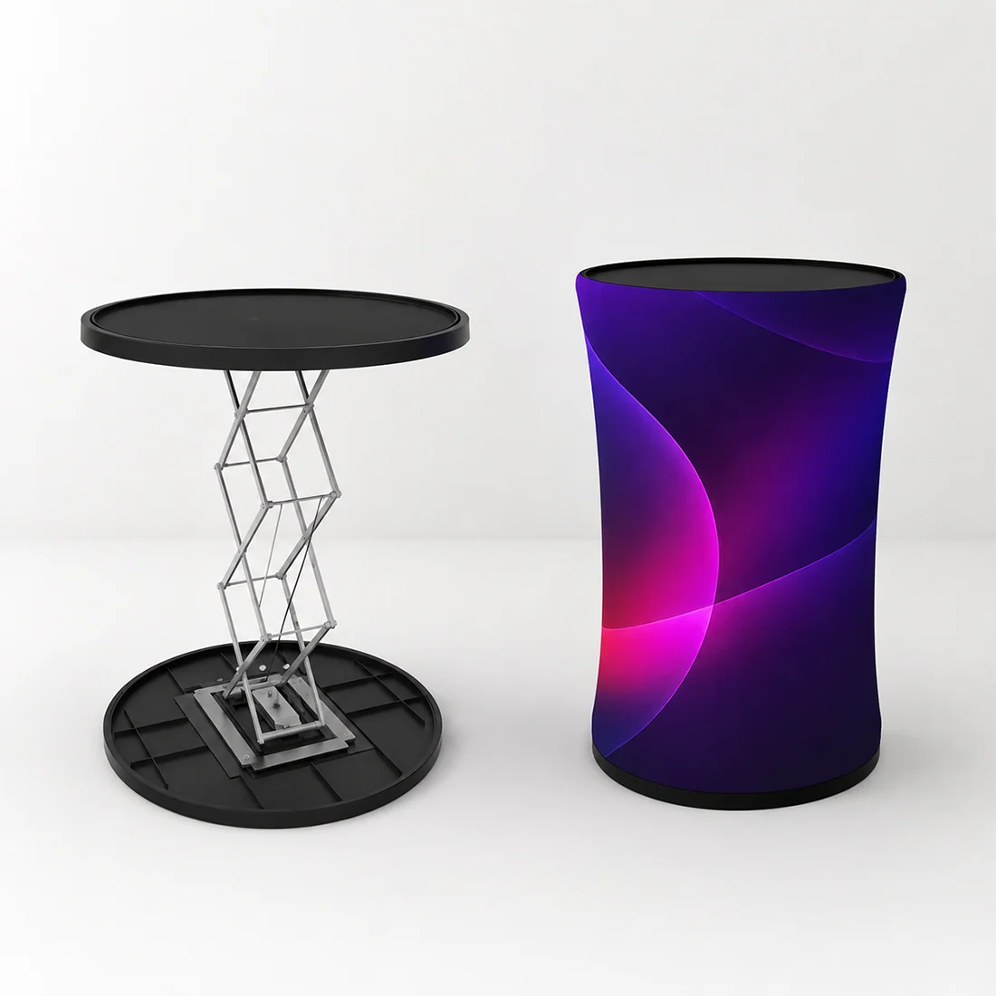 Backlit Fabric Round Pop Up Counter