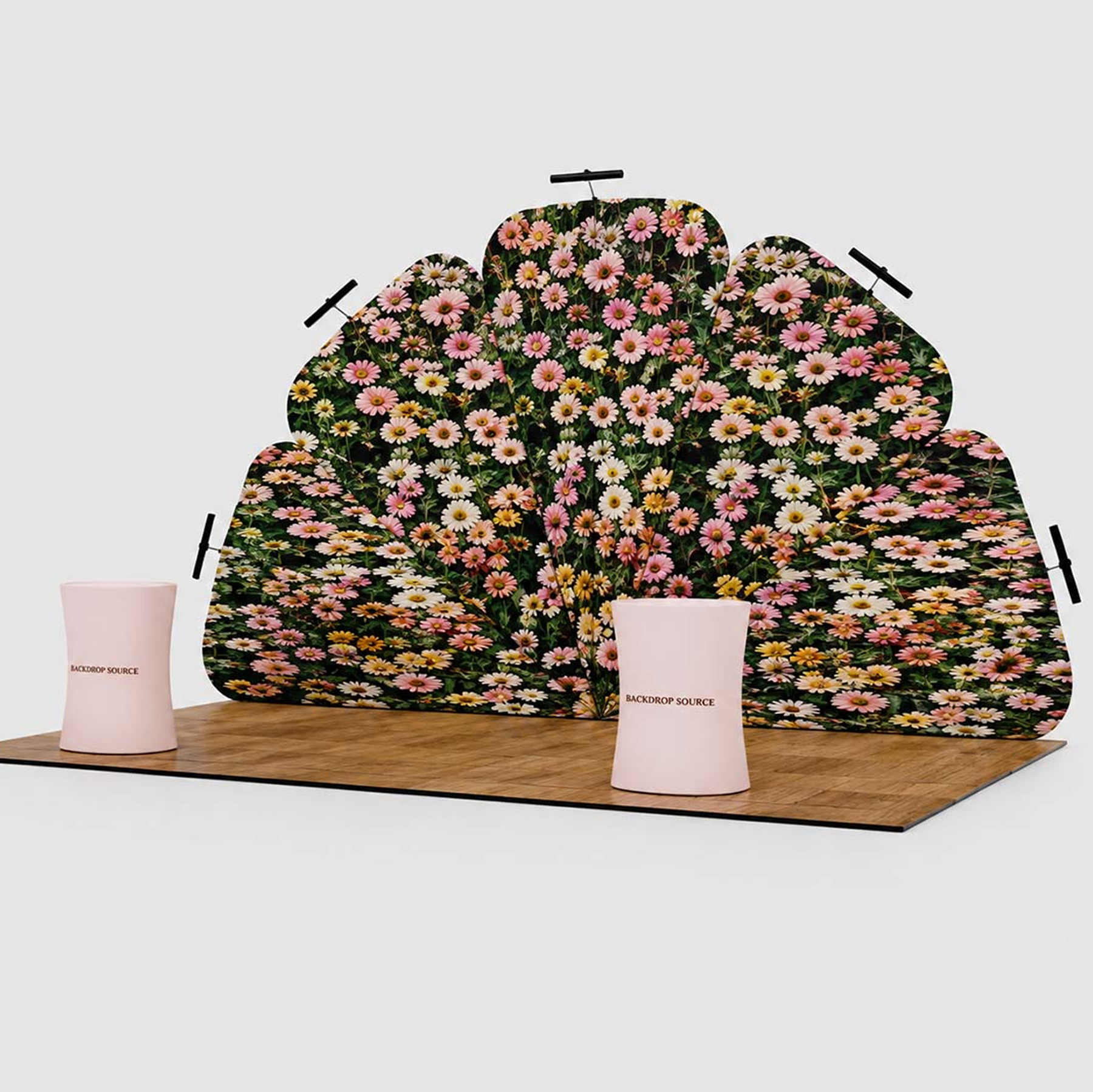 3x6m Petal Wall Booth Kit with 2 Oval Counters