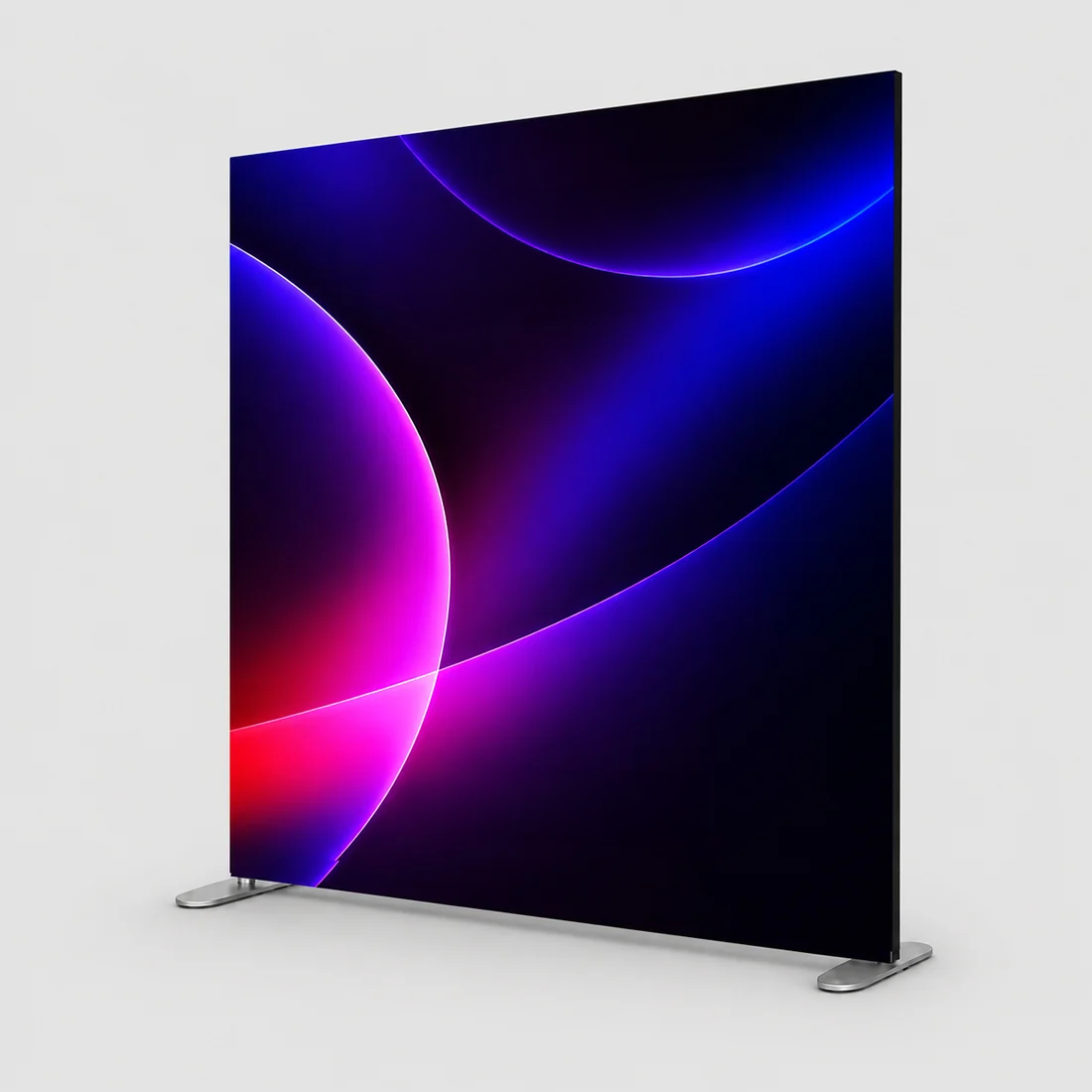 Portable Straight Fabric Media Wall – Square Corners