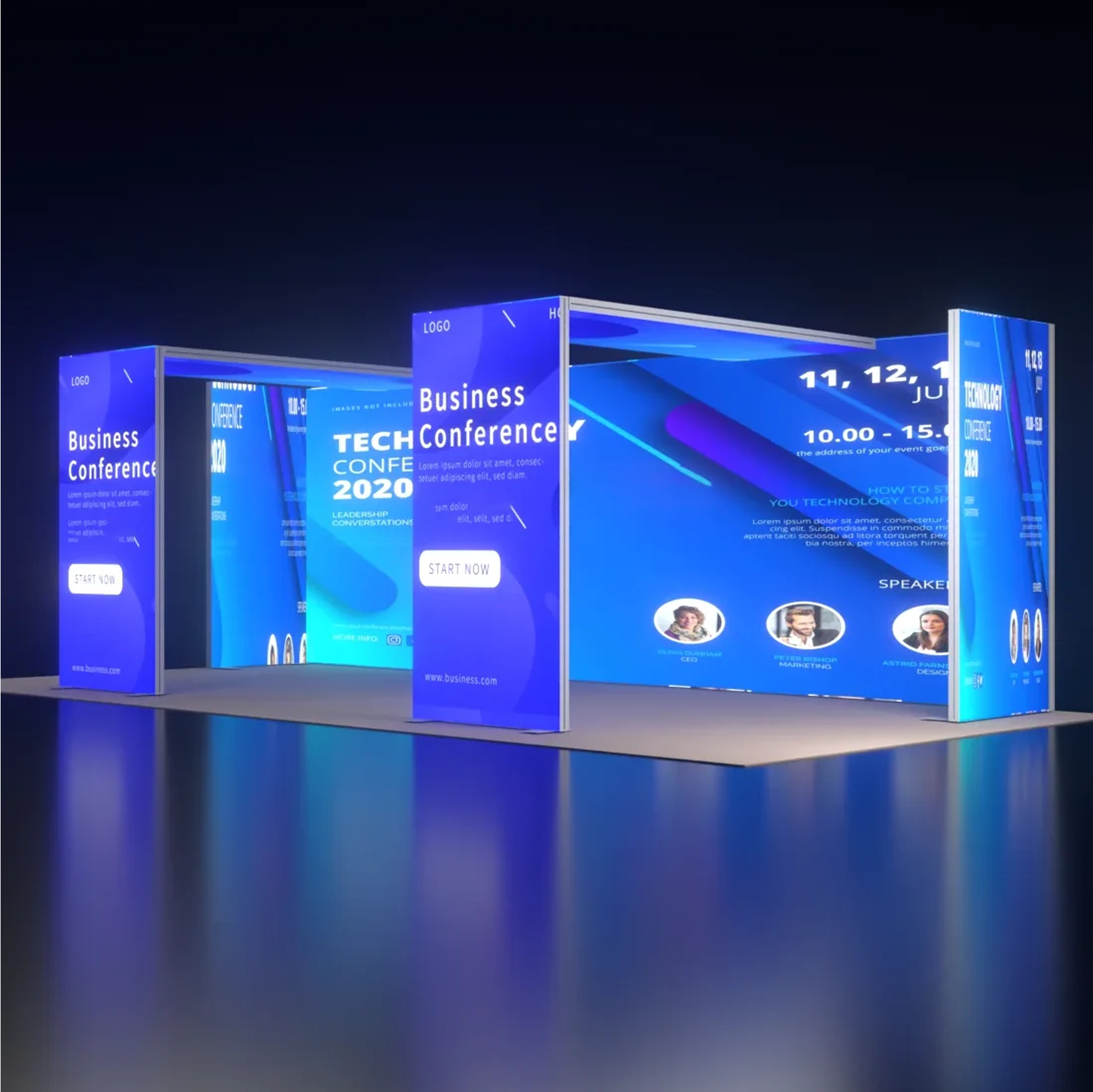 Backlit SEG Booth Kit with Twin L-Arches & 2 Sidewalls