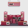 6x6m Booth Kit with Tension Walls, TV Arch & Brochure Stands