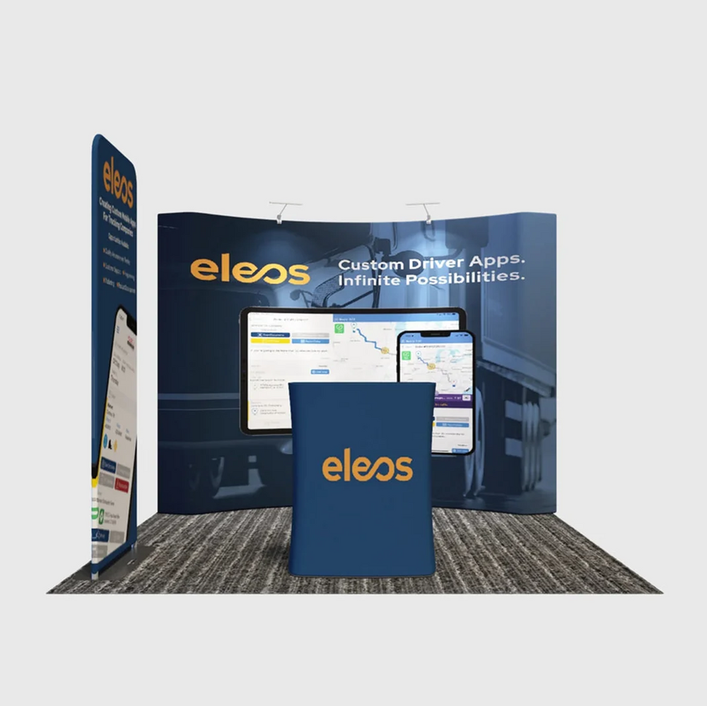 3x3m Curved Wall Booth Kit with Banner Stand & Counter