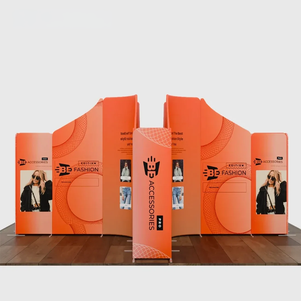 5x5m Magnetic Fabric Booth Wall with Curved & Slope Panels