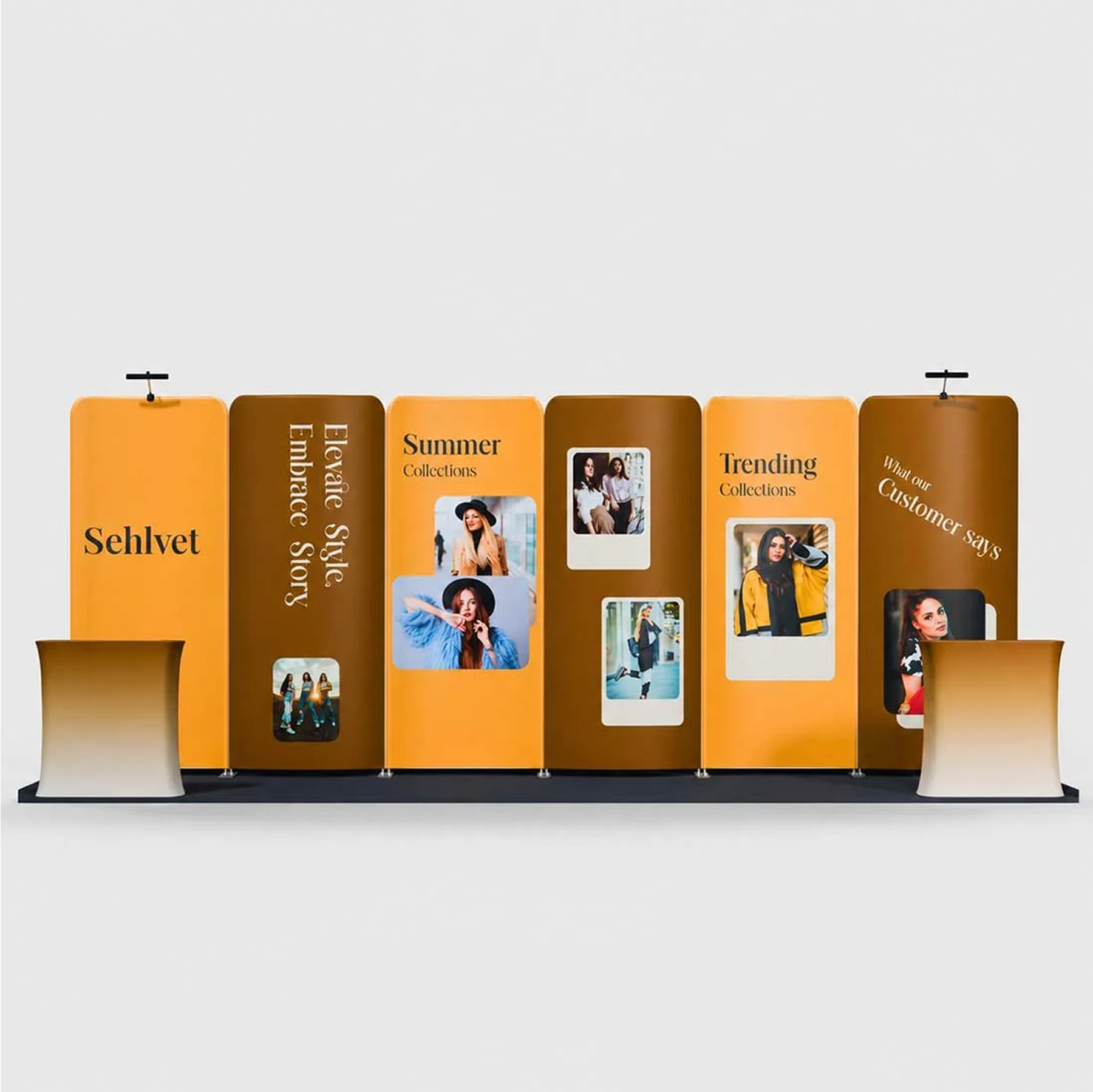 3x6m Magnetic Curved Wall Booth Kit with 2 Counters
