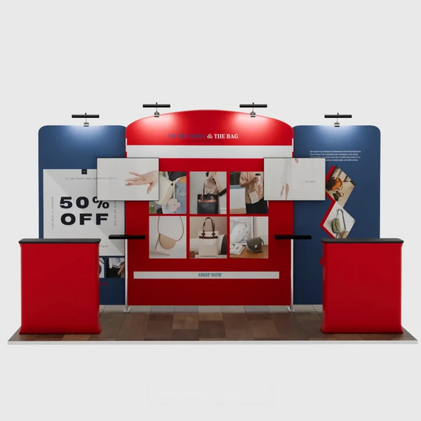 6x3m Booth Kit with Curved Centre Wall & Straight Side Walls