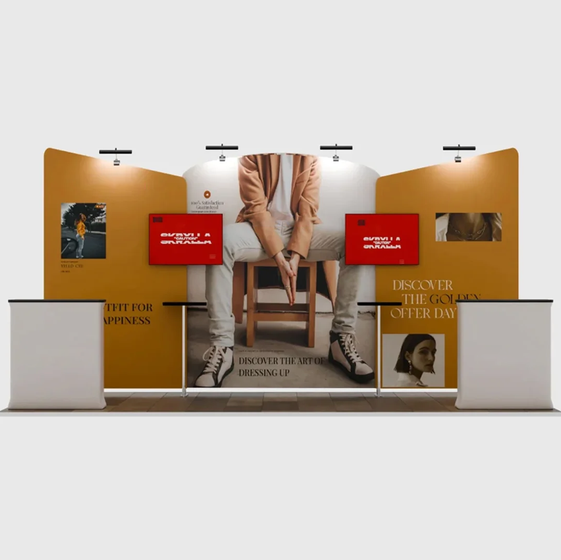 6x3m Booth Kit with Curved Centre Wall & Inclined Side Walls