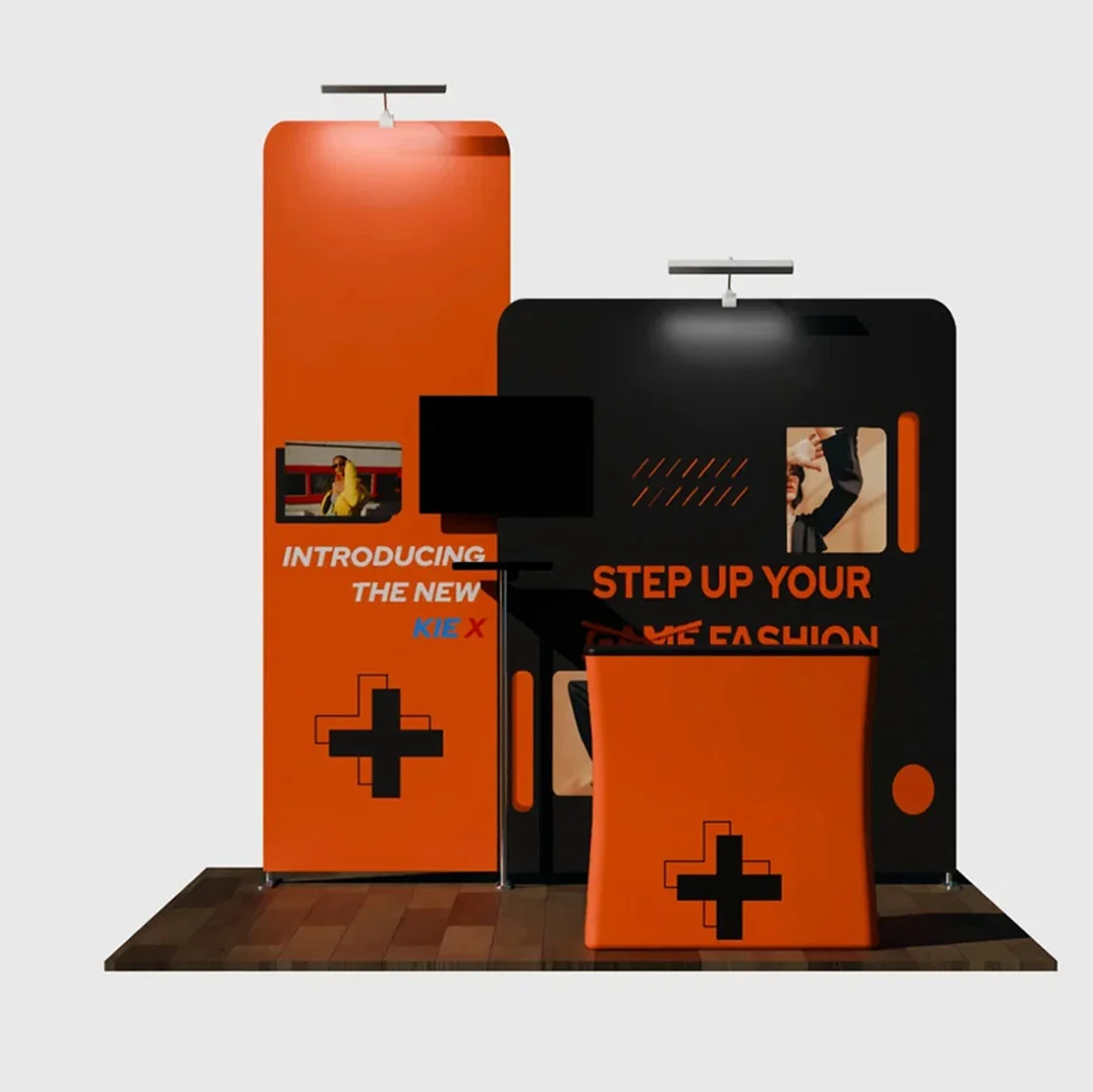 3x3m Booth Kit with Tall & Wide Straight Walls, Counter & TV