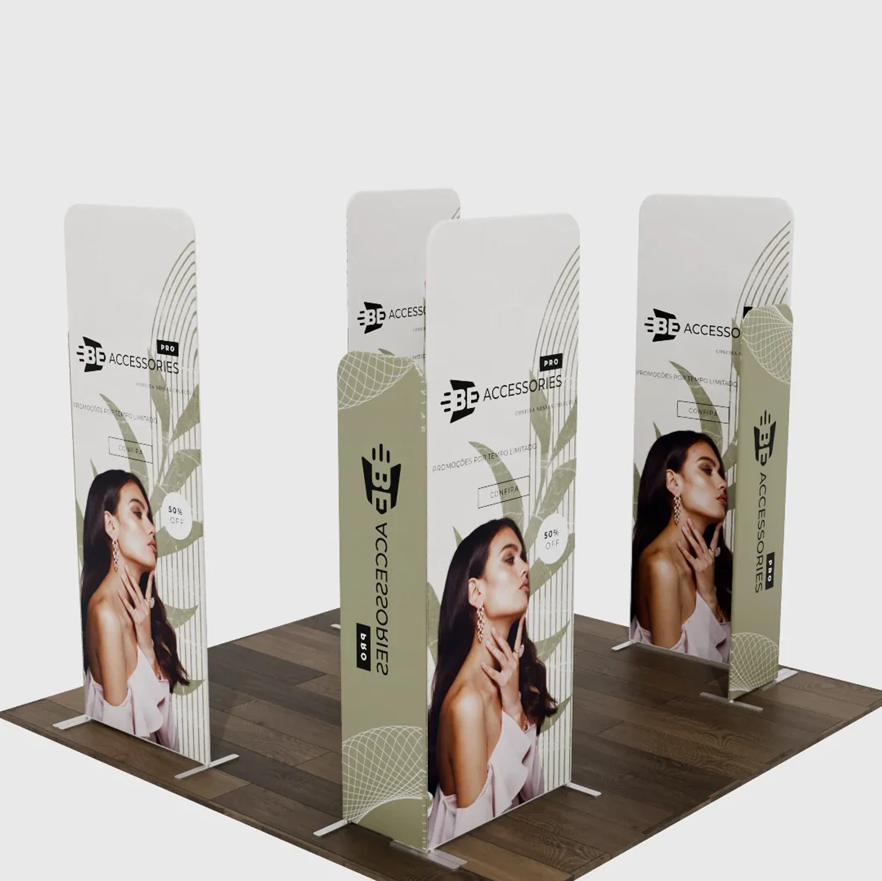 4x3m Magnetic Fabric Booth Wall with 8 Panels
