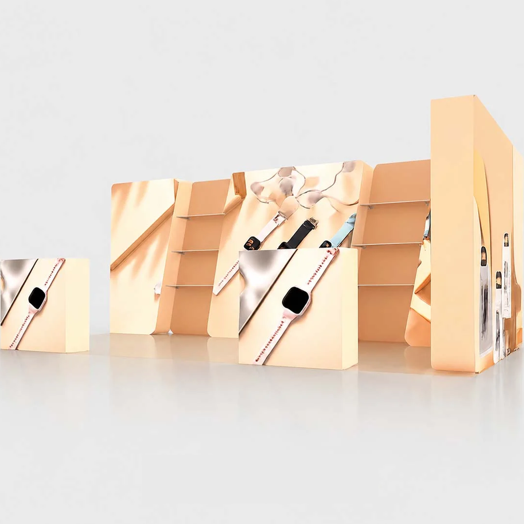 3x6m 3D Trapezoid Wall Booth Kit with Shelving & 2 Counters