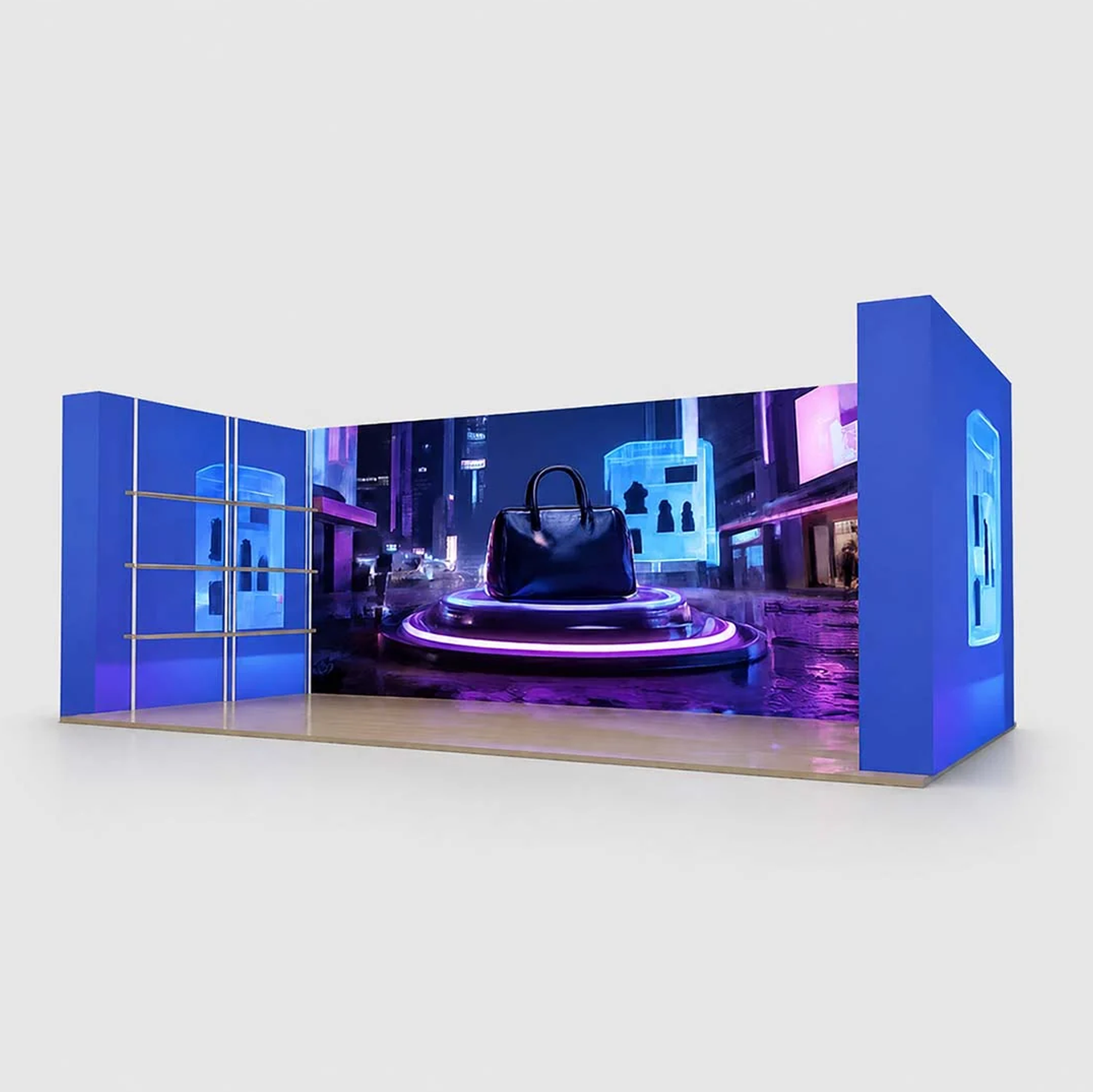 3x6m 3D Media Wall Booth Kit with 12 Display Shelves