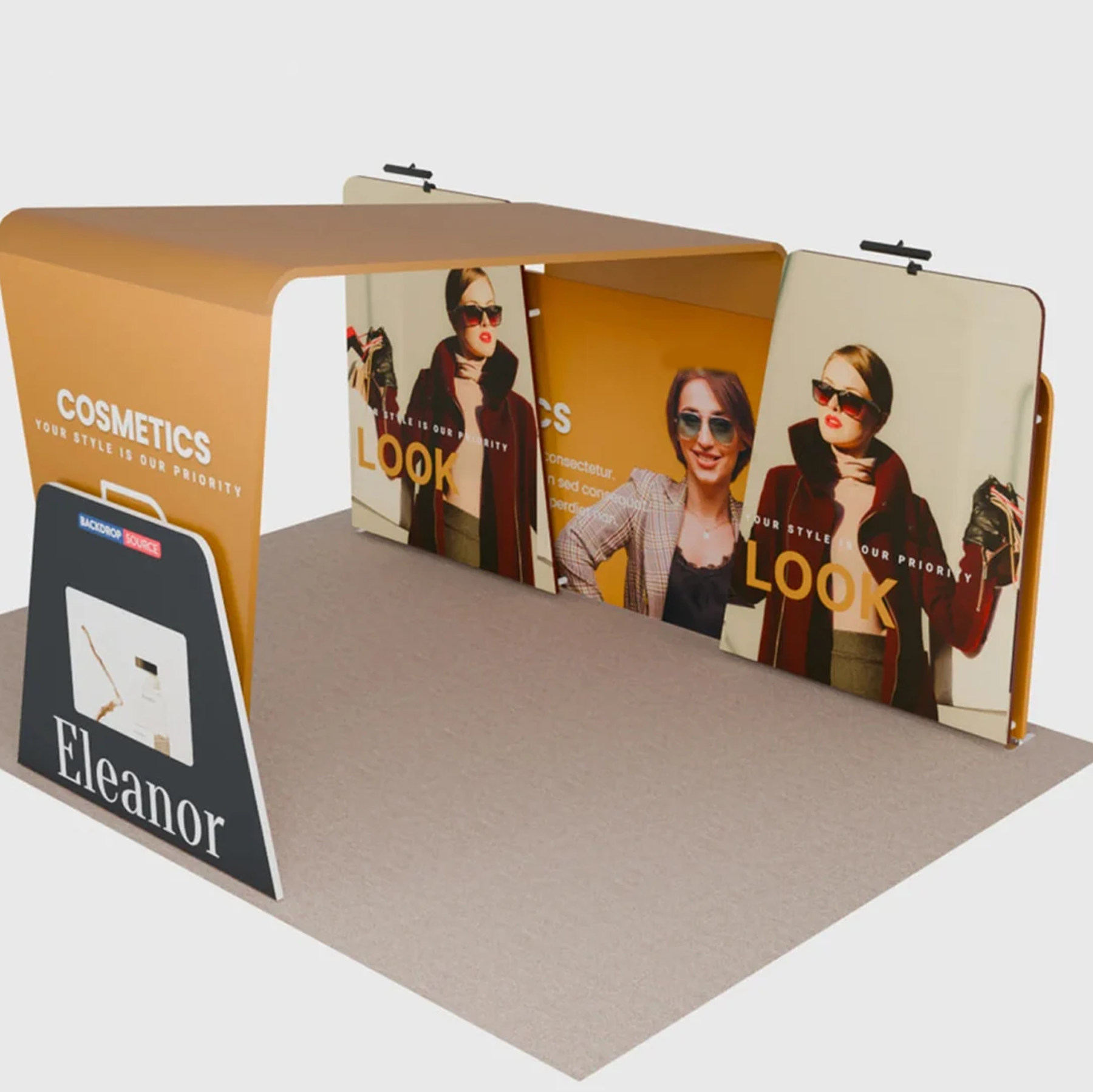 6x3m Booth Kit with 6m Backwall, Overlap Stands & Arch