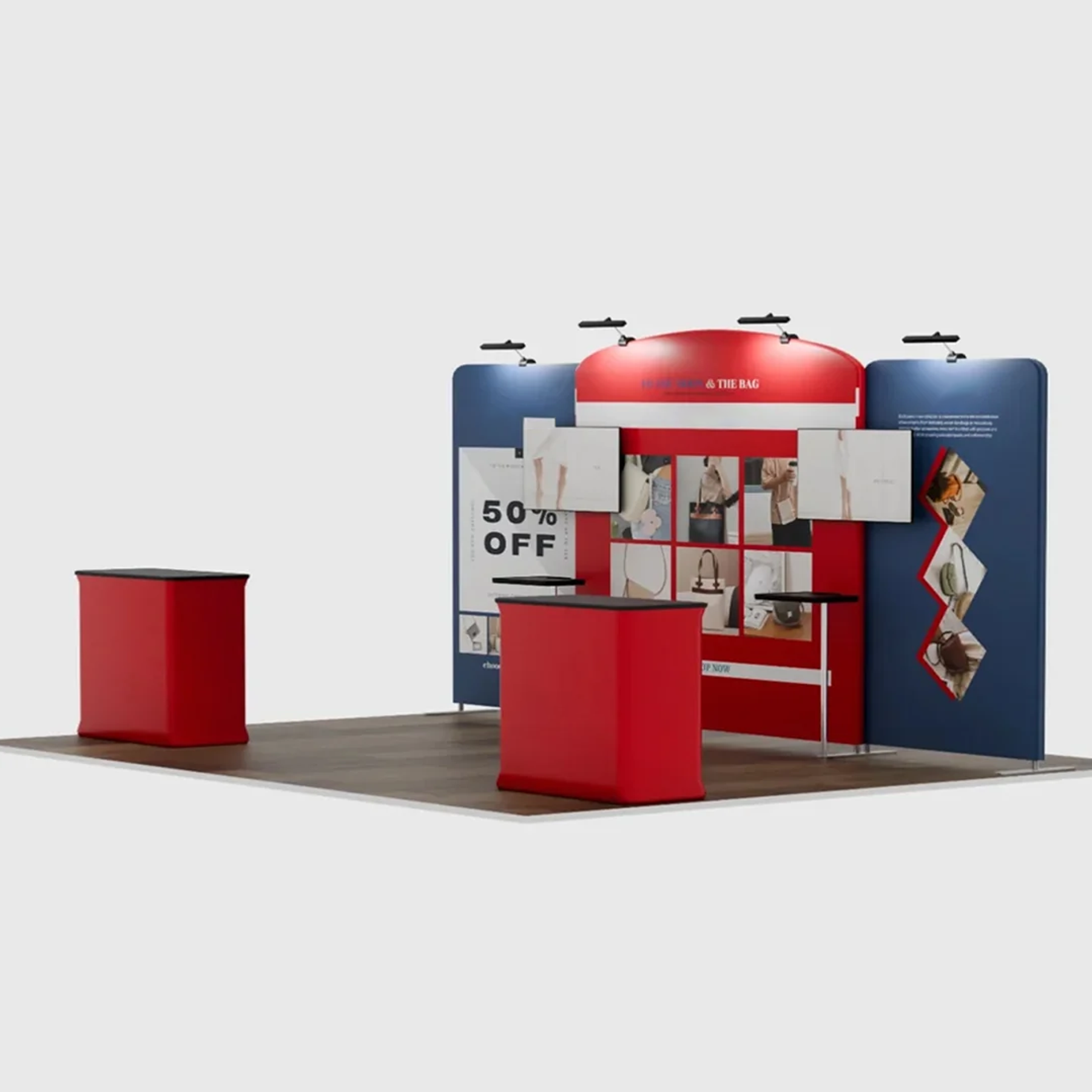 6x3m Booth Kit with Curved Centre Wall & Straight Side Walls