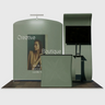 3x3m Booth Kit with S-Curve Wall & Sloped Arch, Counter & TV