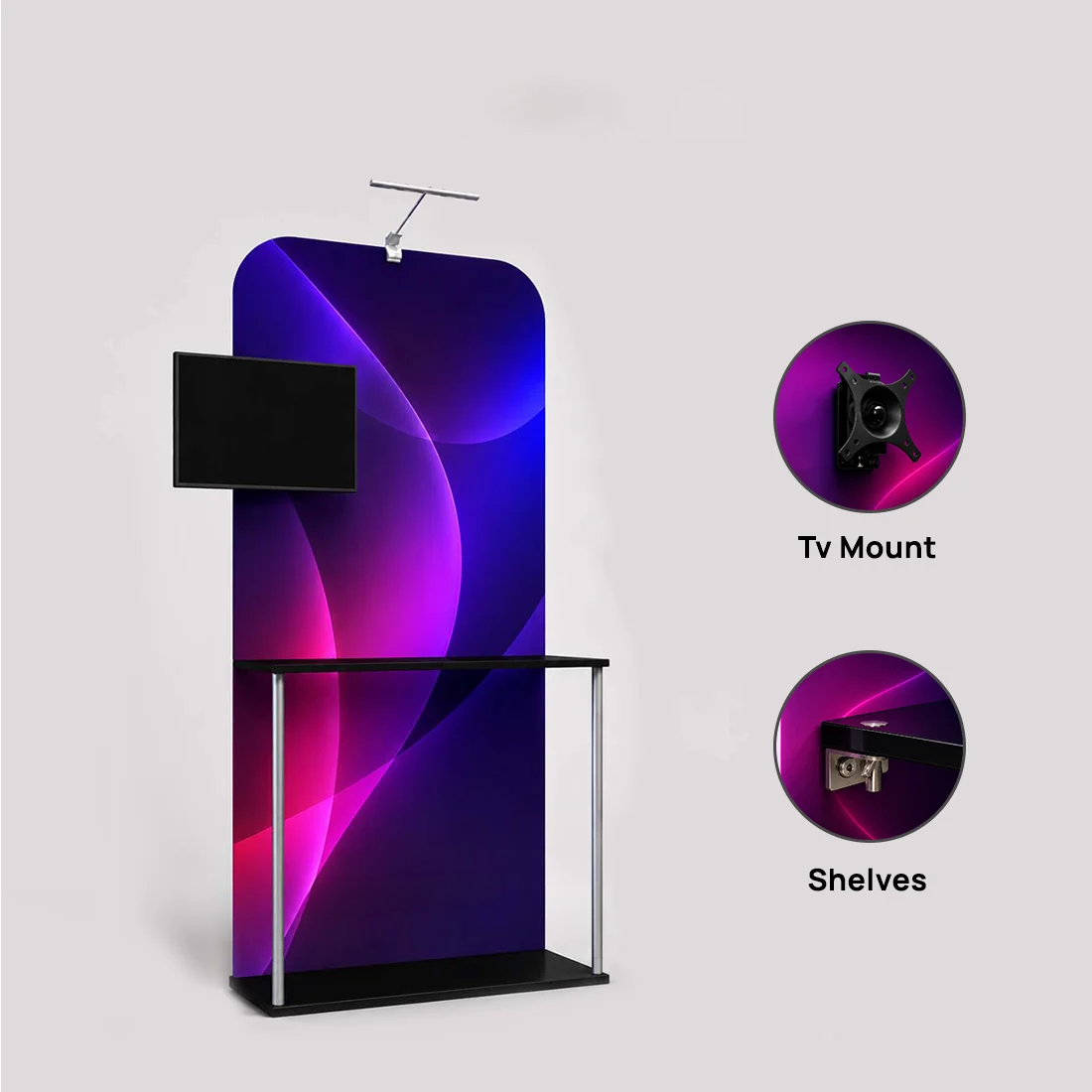 Exhibition Display Stand with Shelving & TV Mount
