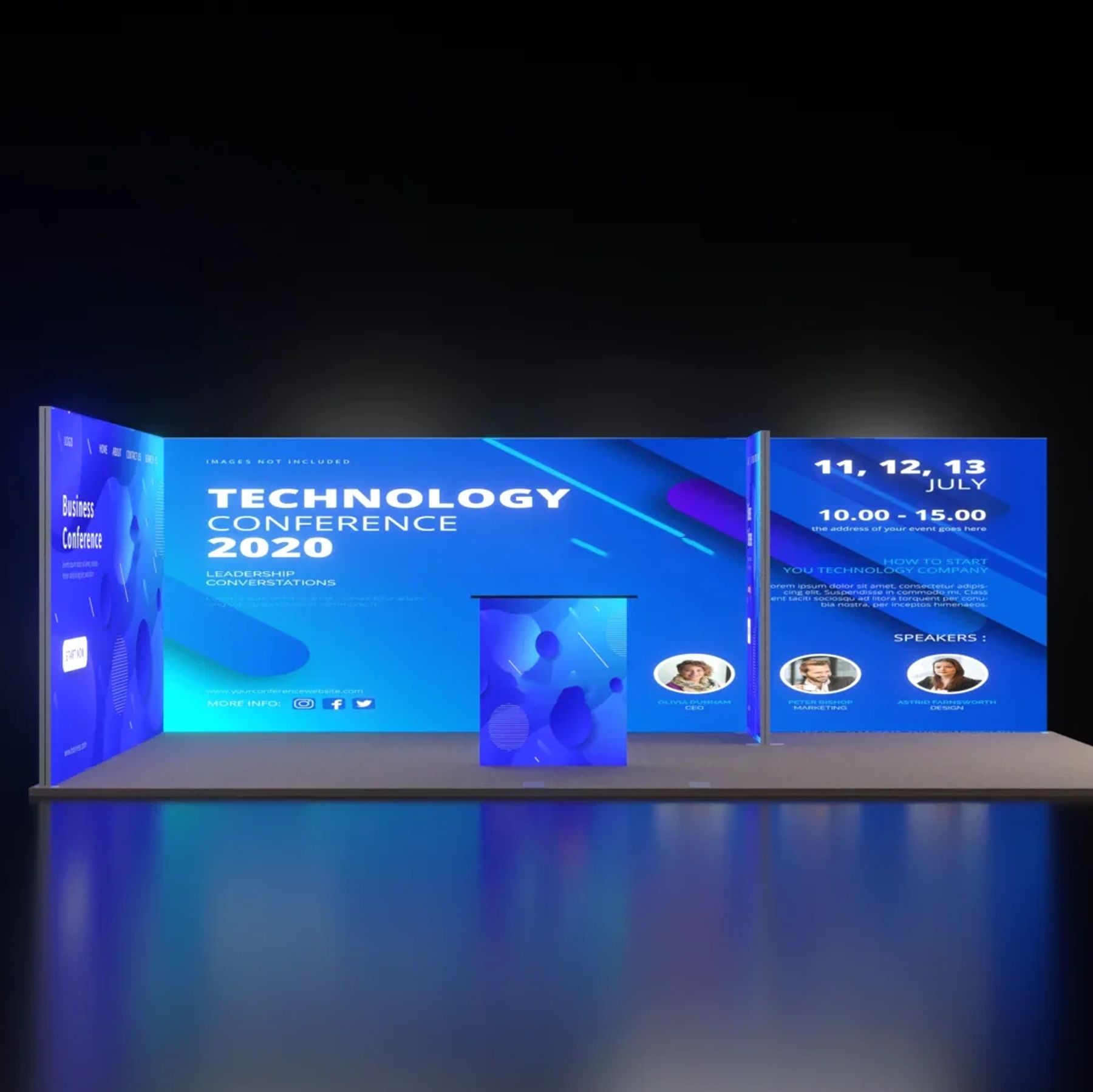 Backlit SEG Booth Kit with Divider Wall, Sidewall & Counter