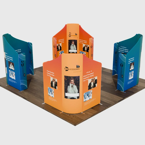 6x6m Magnetic Fabric Booth Wall with 20 Mixed Panels