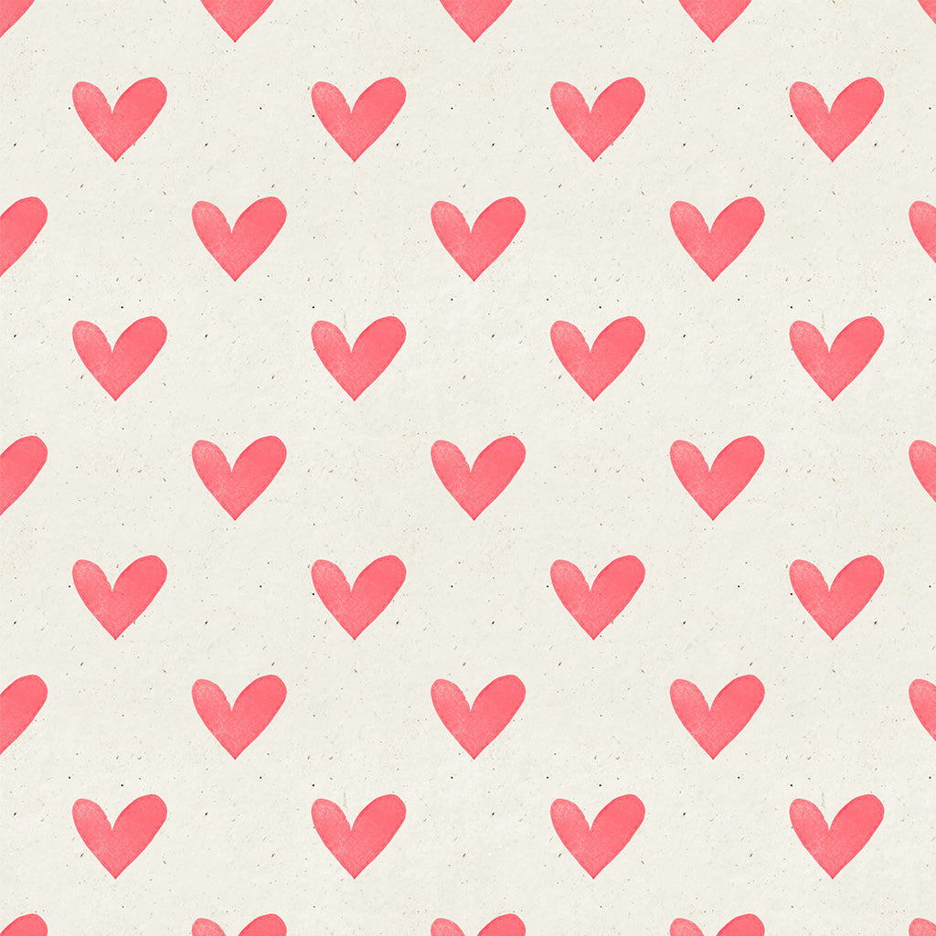 Seamless Watercolor Heart Pattern on Paper Texture Backdrop