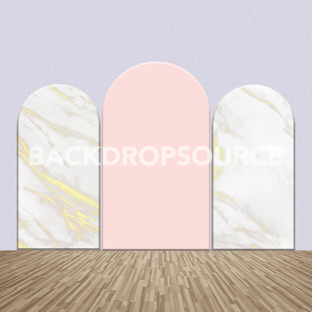 Peach and White Marble Themed Party Backdrop Media Sets for Birthday / Events/ Weddings