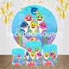 Cartoon Shark Fishes Event Party Round Backdrop Kit