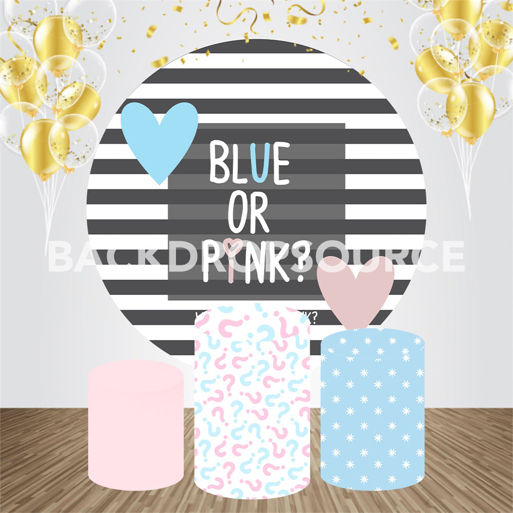 Blue and Pink Themed Gender Reveal Event Party Round Backdrop Kit