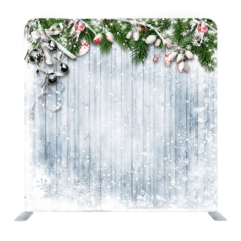 Christmas Decor With Floral And Wooden Media Wall