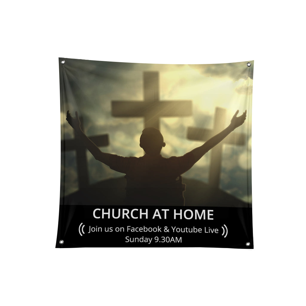 Church Covid -19 Fabric Banner - 01
