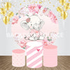 Pink Themed Baby Elephant Event Party Round Backdrop Kit