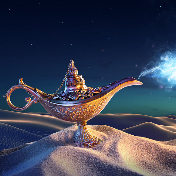 Lamp of Wishes In The Desert Background