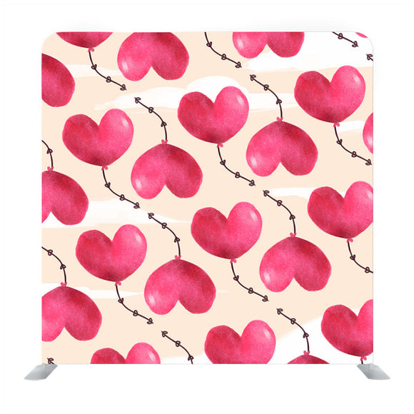 Pink dot and shape hearts flying seamless pattern  media wall