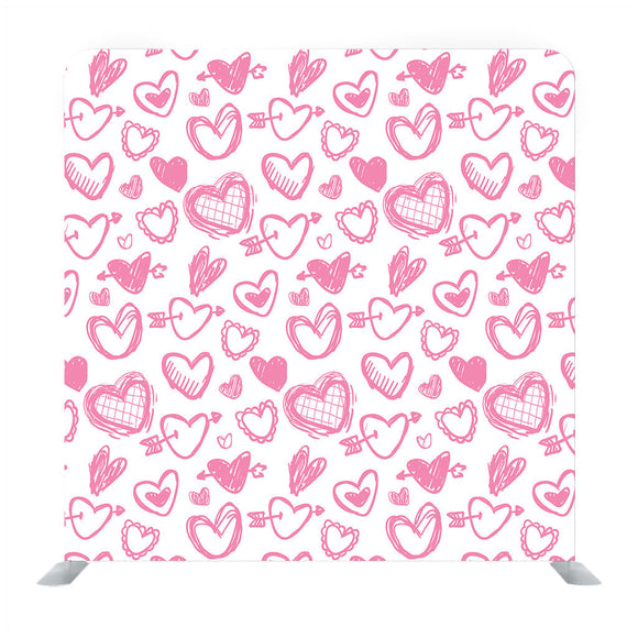 Pink hand drawn heart pattern with white background Media wall