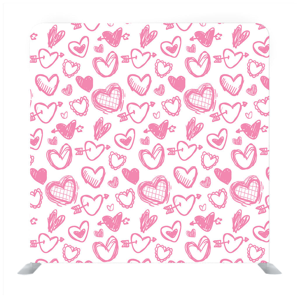 Pink Hearts With White Background Media Wall