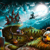 Halloween Night Mystery Graveyard Illustration Backdrop