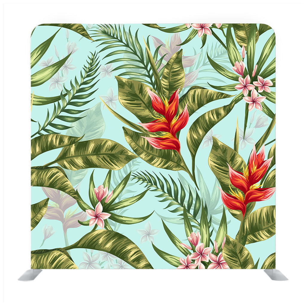 Seamless Pattern With Tropical Flowers In Watercolor Style Backdrop