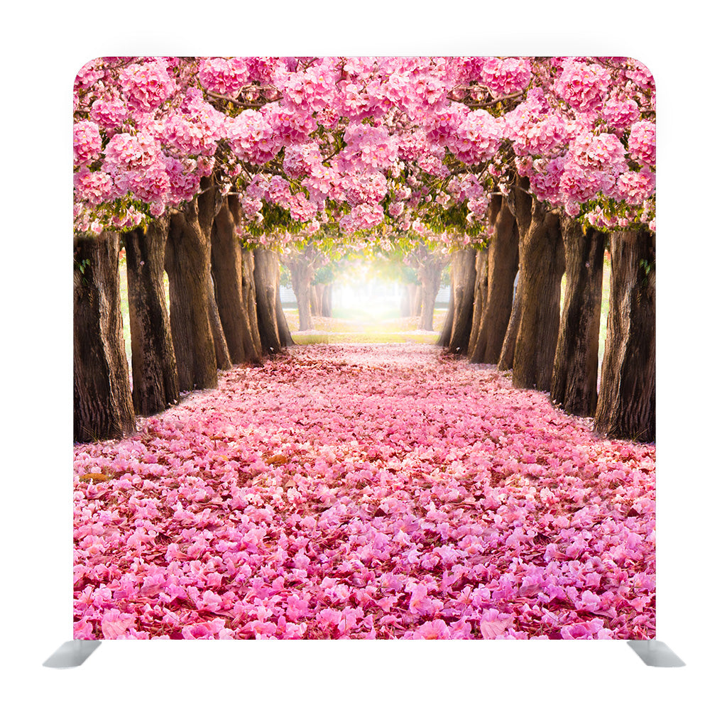 The Romantic Tunnel Of Pink Flower Trees Media Wall